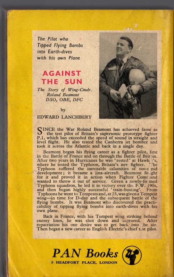 Edward Lanchbery  AGAINST THE SUN magnified rear book cover image