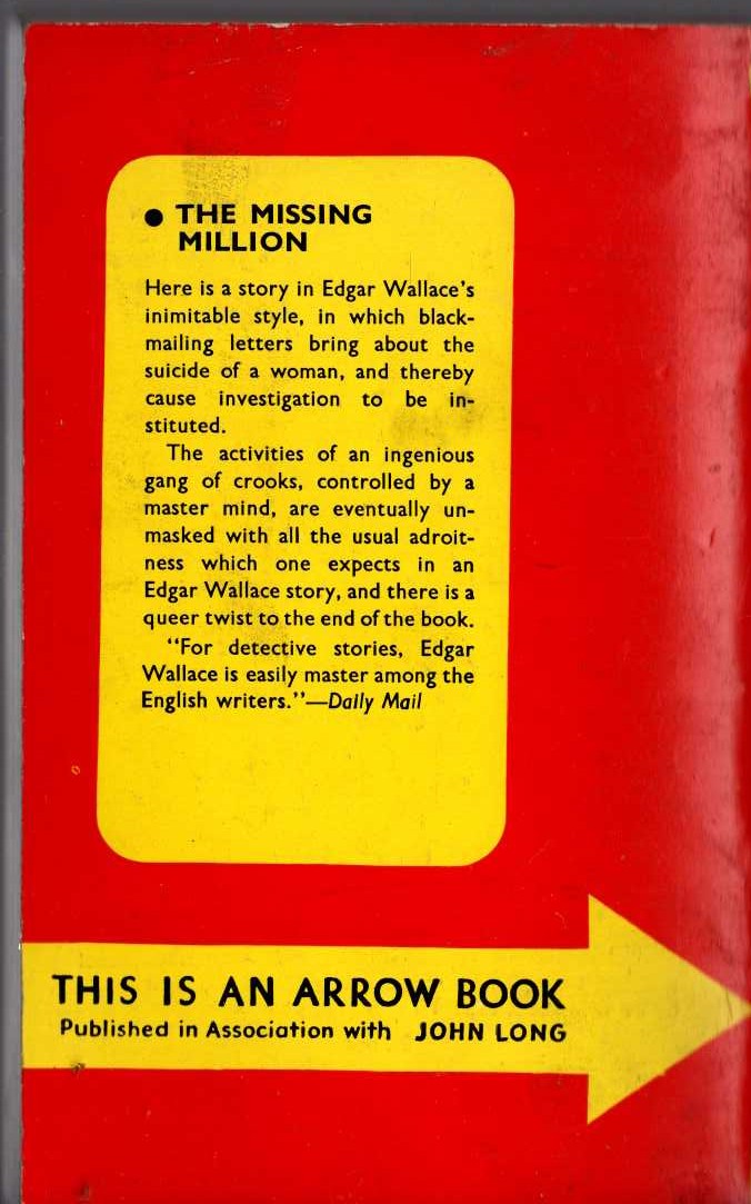 Edgar Wallace  THE AVENGER magnified rear book cover image