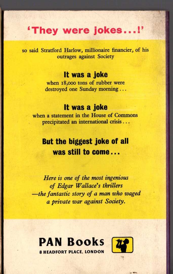 Edgar Wallace  THE JOKER magnified rear book cover image