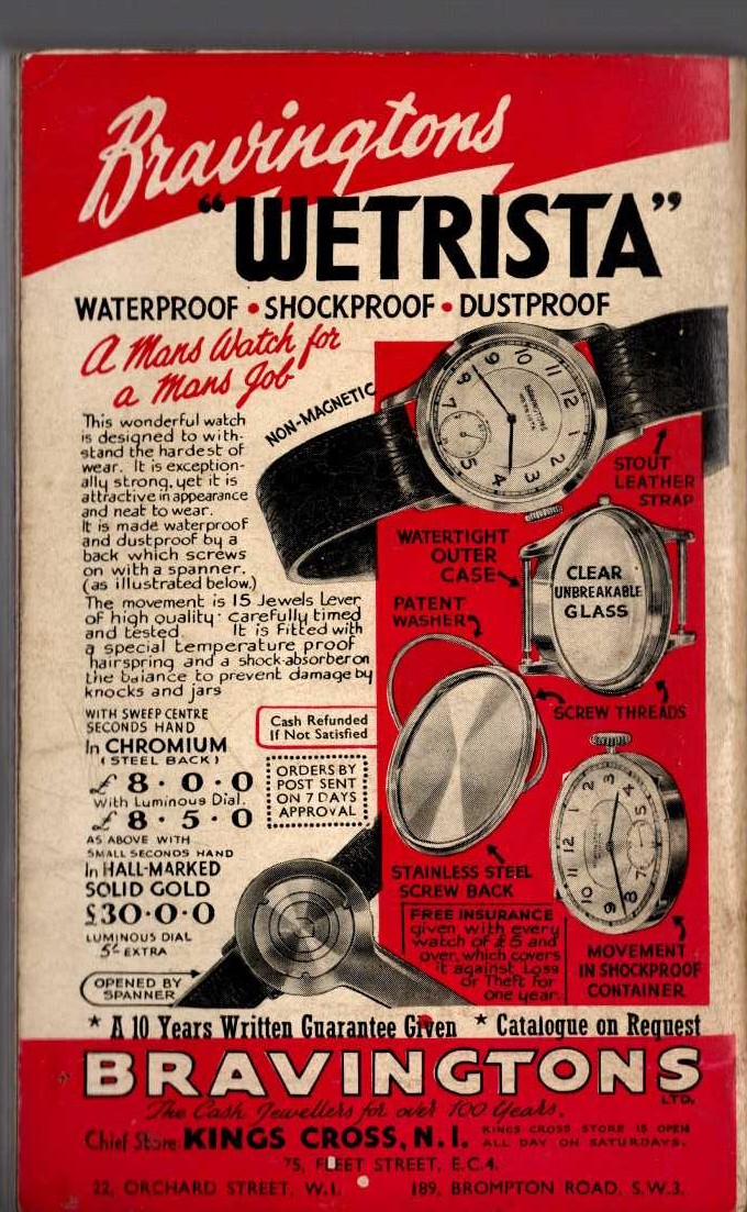 Edgar Wallace  THE FACE IN THE NIGHT magnified rear book cover image