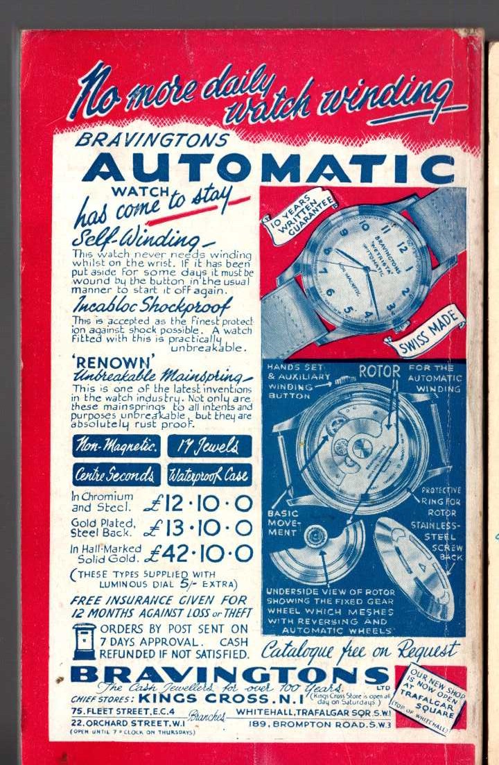 Edgar Wallace  BLUE HAND magnified rear book cover image