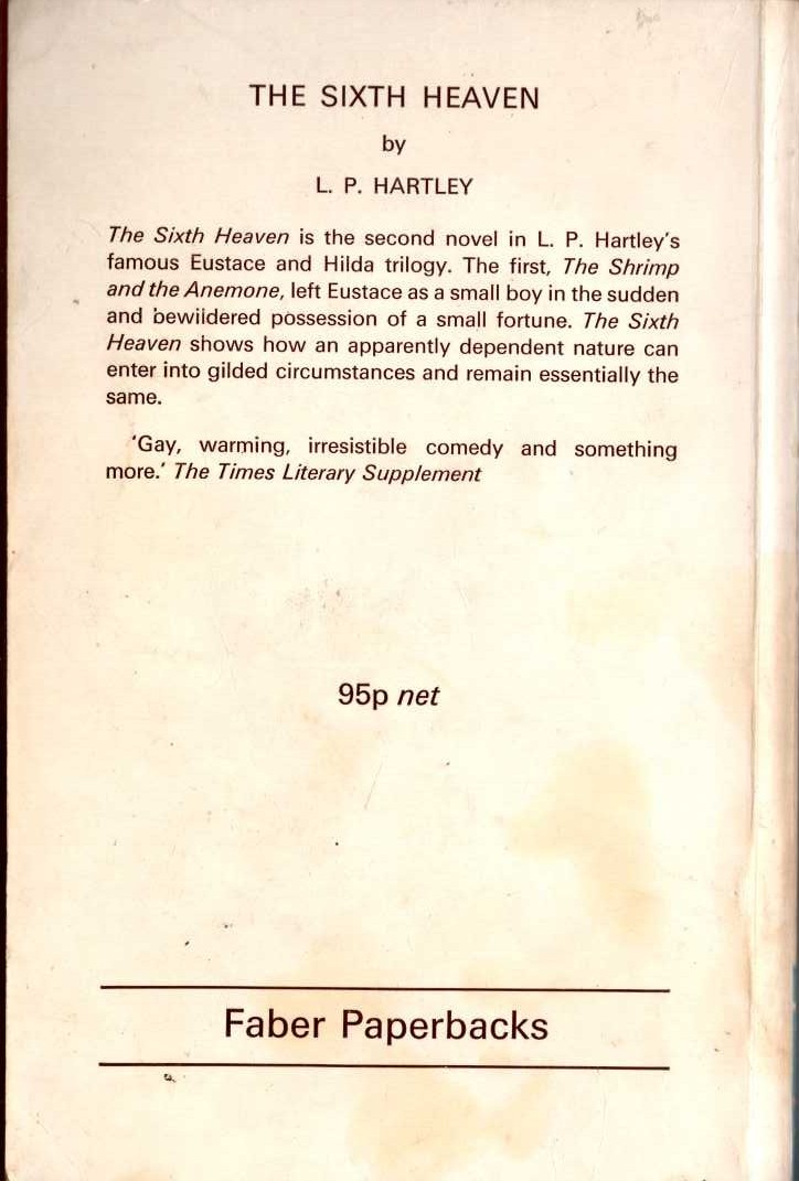 L.P. Hartley  THE SIXTH HEAVEN magnified rear book cover image