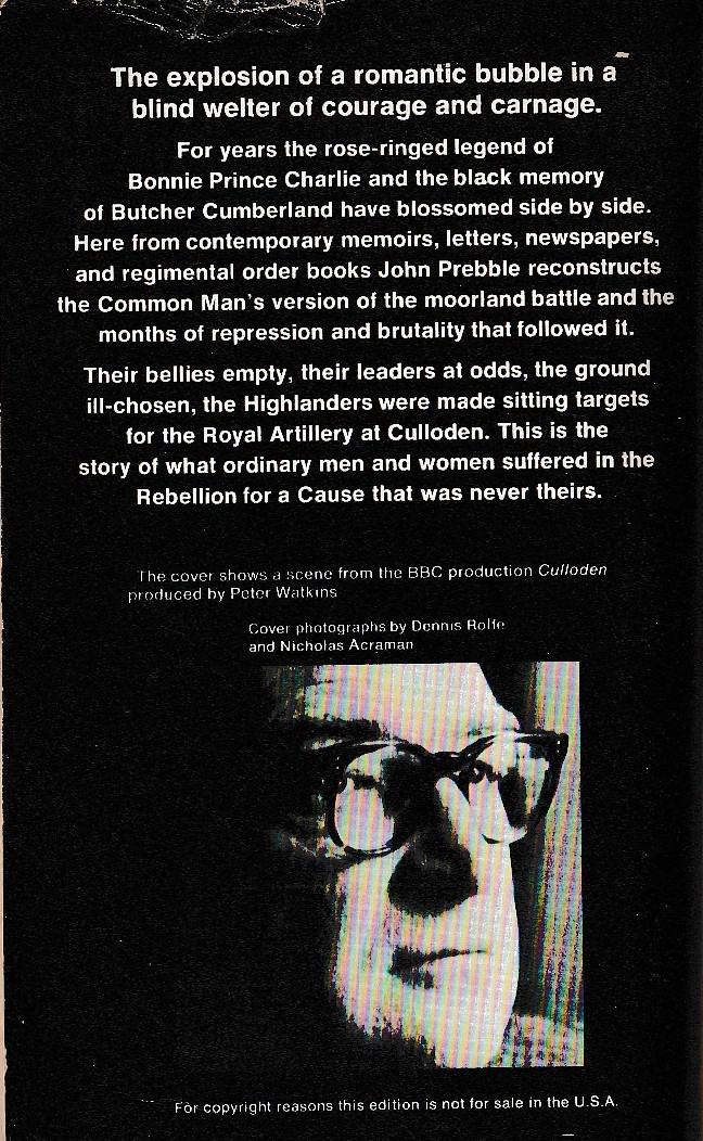 John Prebble  CULLODEN magnified rear book cover image