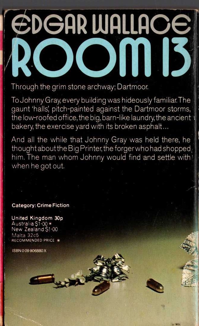 Edgar Wallace  ROOM 13 magnified rear book cover image