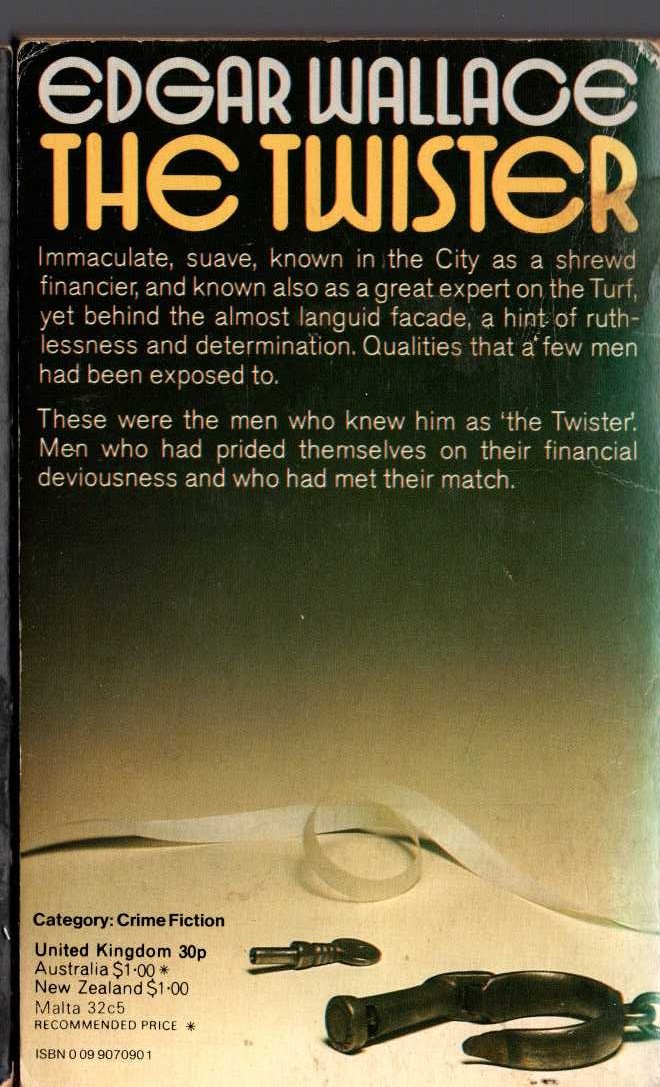 Edgar Wallace  THE TWISTER magnified rear book cover image