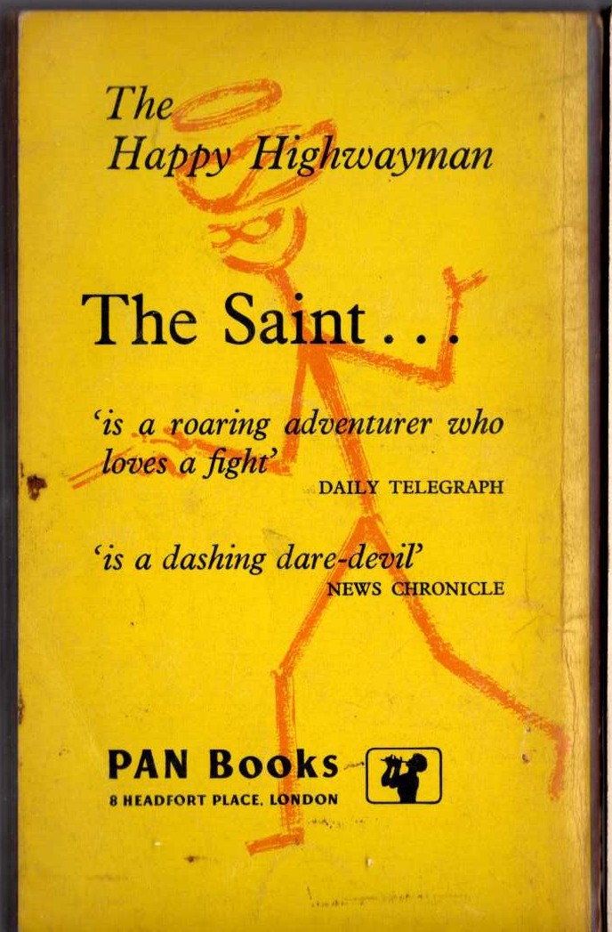 Leslie Charteris  THE HAPPY HIGHWAYMAN magnified rear book cover image