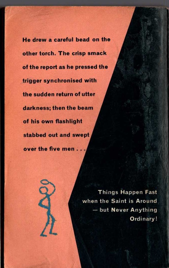 Leslie Charteris  THE SAINT GOES ON magnified rear book cover image