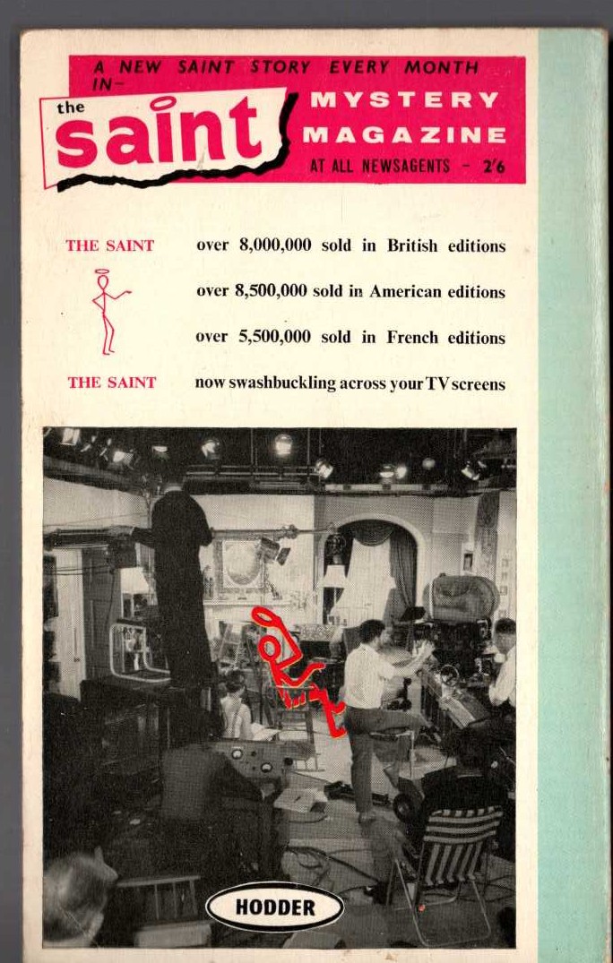 Leslie Charteris  THE SAINT STEPS IN magnified rear book cover image