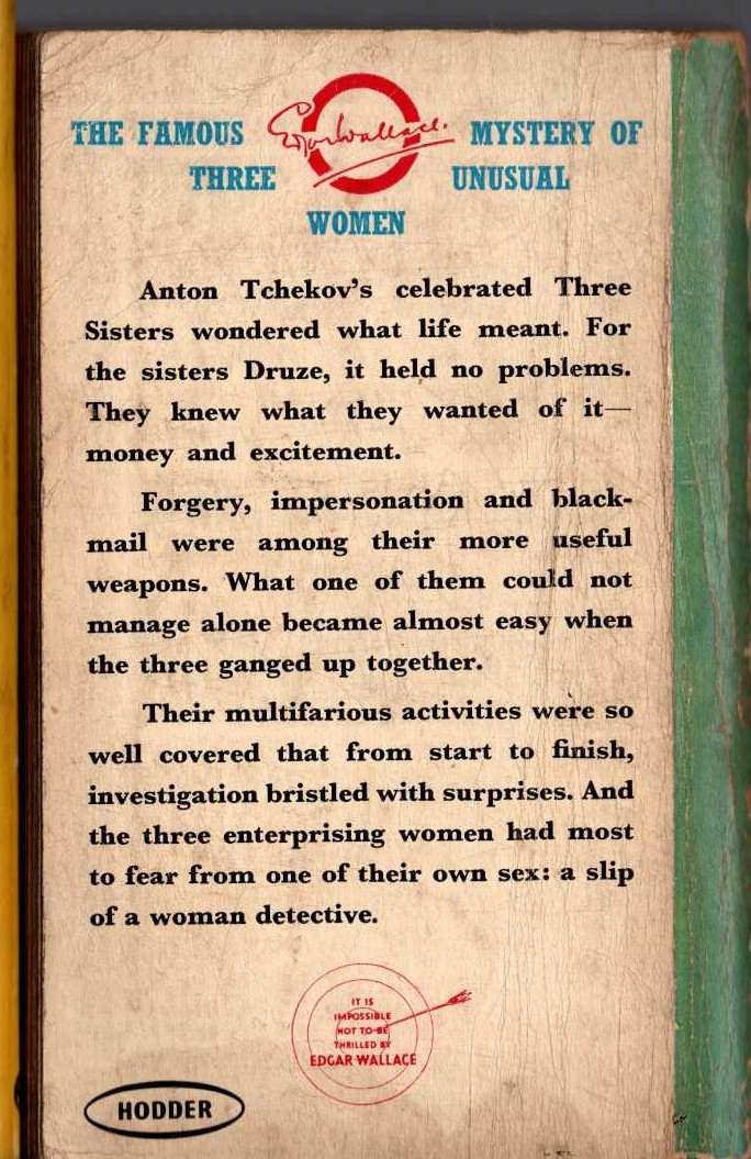 Edgar Wallace  THE SQUARE EMERALD magnified rear book cover image