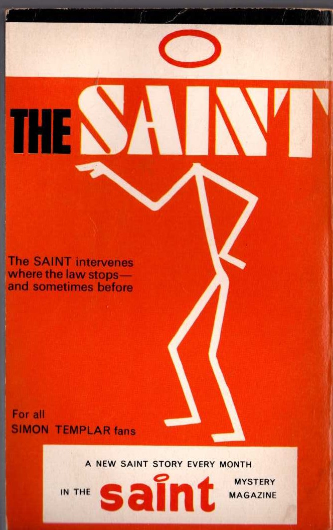 Leslie Charteris  THE SAINT INTERVENES magnified rear book cover image