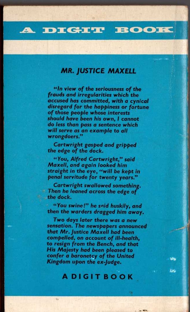 Edgar Wallace  MR. JUSTIE MAXELL magnified rear book cover image
