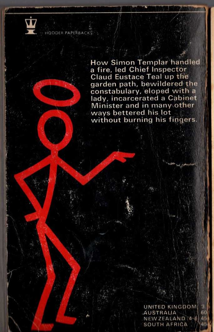 Leslie Charteris  THE SAINT PLAYS WITH FIRE magnified rear book cover image