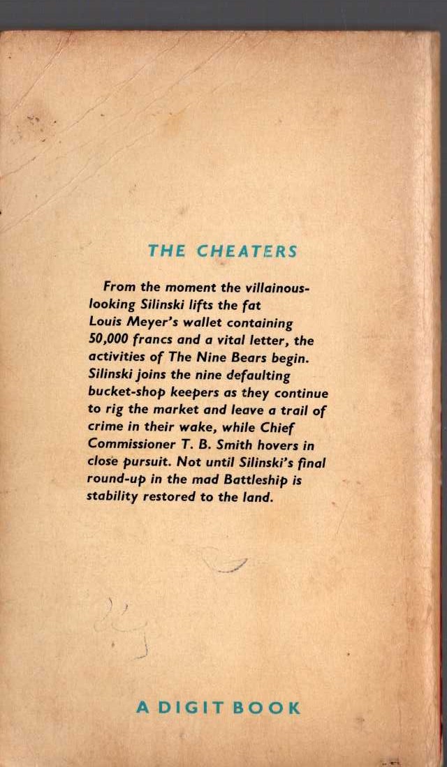 Edgar Wallace  THE CHEATERS magnified rear book cover image