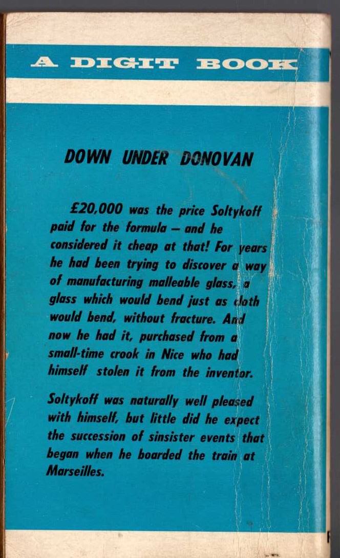 Edgar Wallace  DOWN UNDER DONOVAN magnified rear book cover image