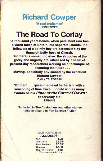 Richard Cowper  THE ROAD TO CORLAY magnified rear book cover image
