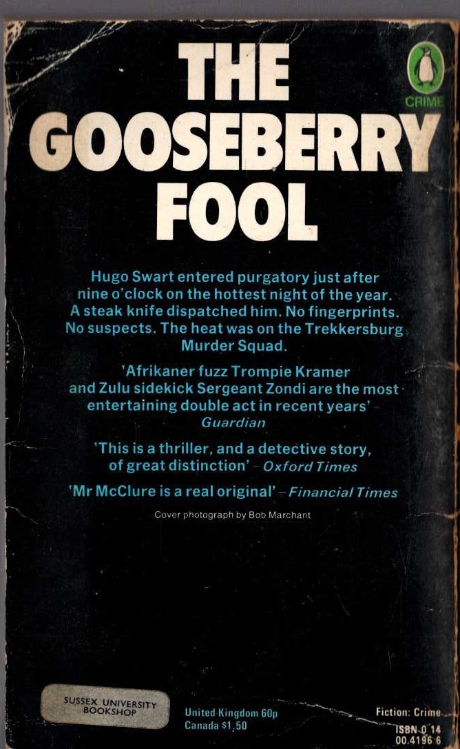 James McClure  THE GOOSEBERRY FOOL magnified rear book cover image