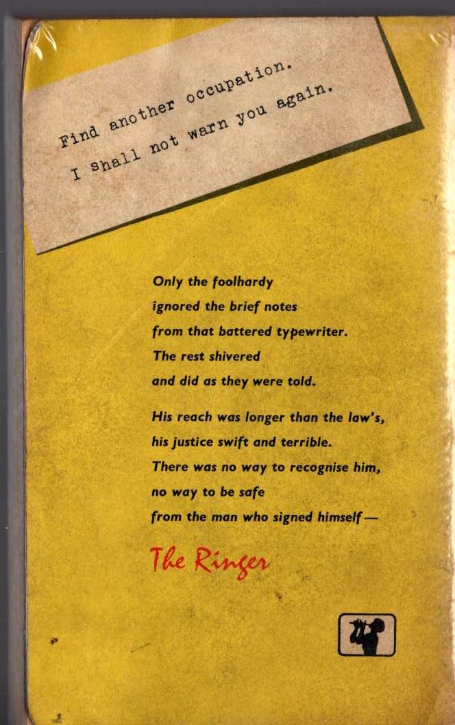 Edgar Wallace  AGAIN THE RINGER magnified rear book cover image