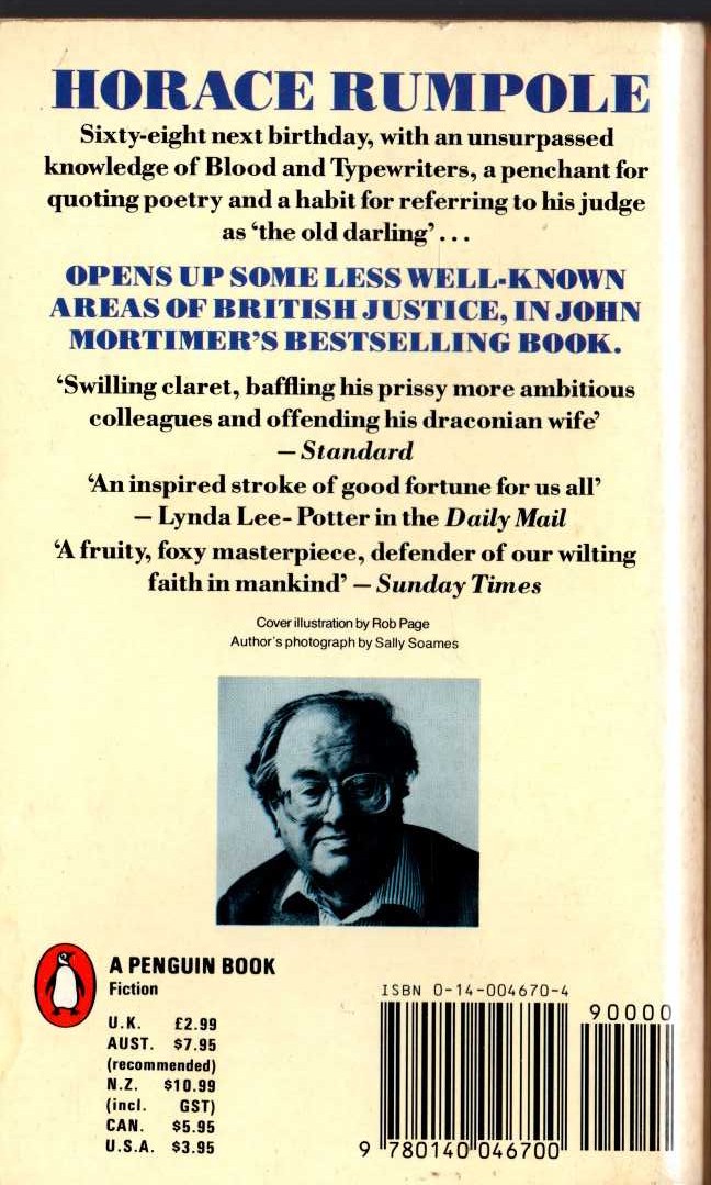 John Mortimer  RUMPOLE OF THE BAILEY magnified rear book cover image