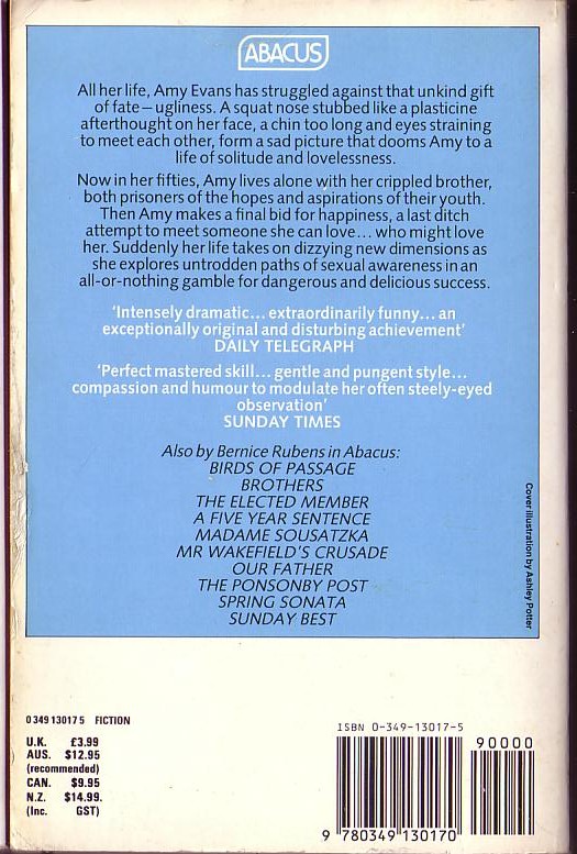 Bernice Rubens  I-SENT A LETTER TO MY LOVE magnified rear book cover image