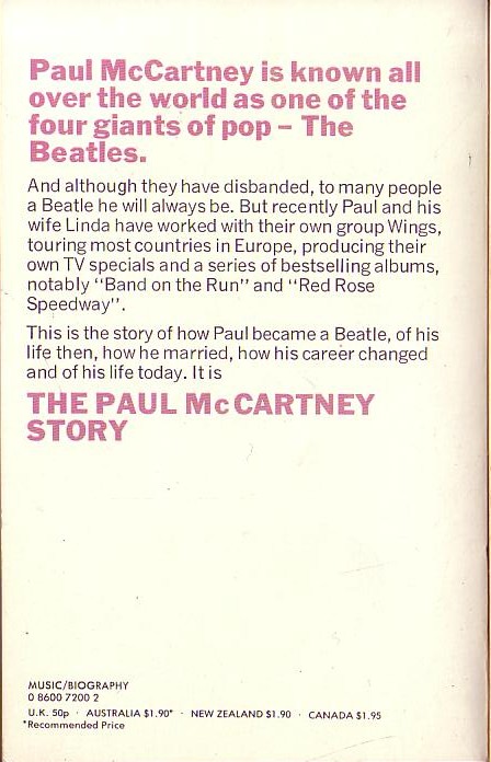 George Tremlett  THE PAUL McCARTNEY STORY magnified rear book cover image