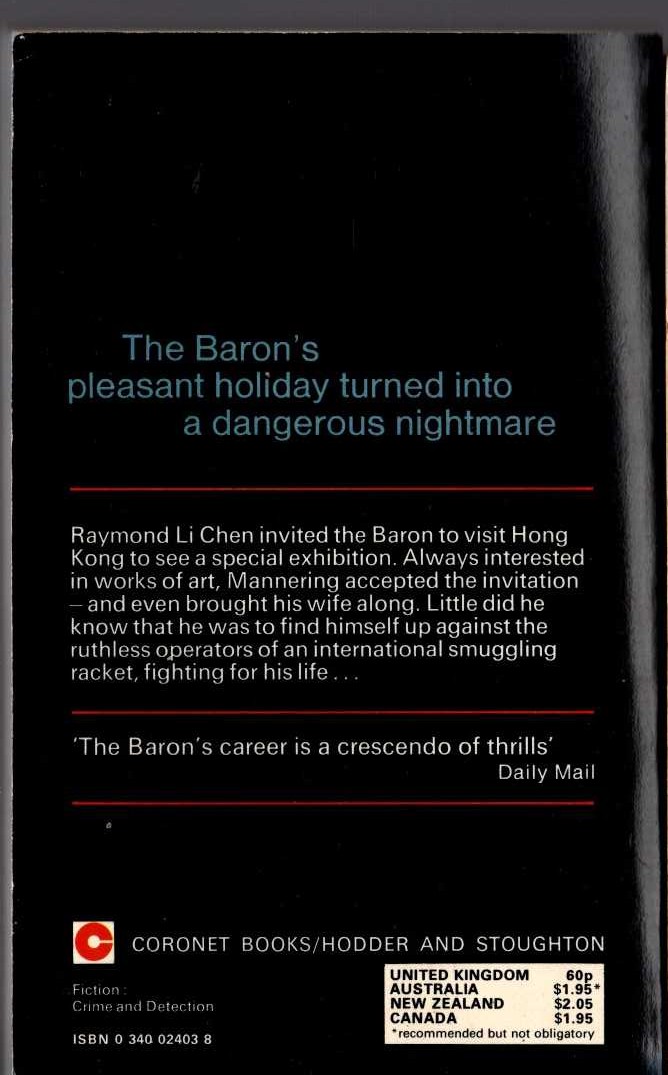Anthony Morton  THE BARON AND THE CHINESE PUZZLE magnified rear book cover image