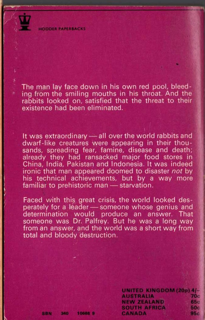 John Creasey  THE FAMINE (Dr.Palfrey) magnified rear book cover image