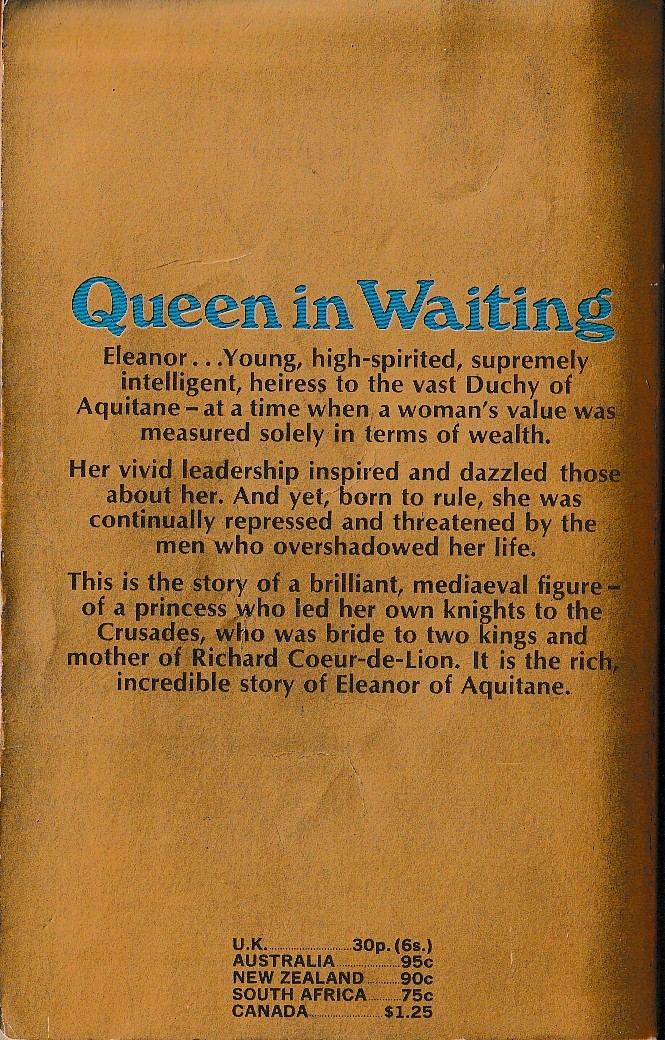 Norah Lofts  QUEEN IN WAITING magnified rear book cover image