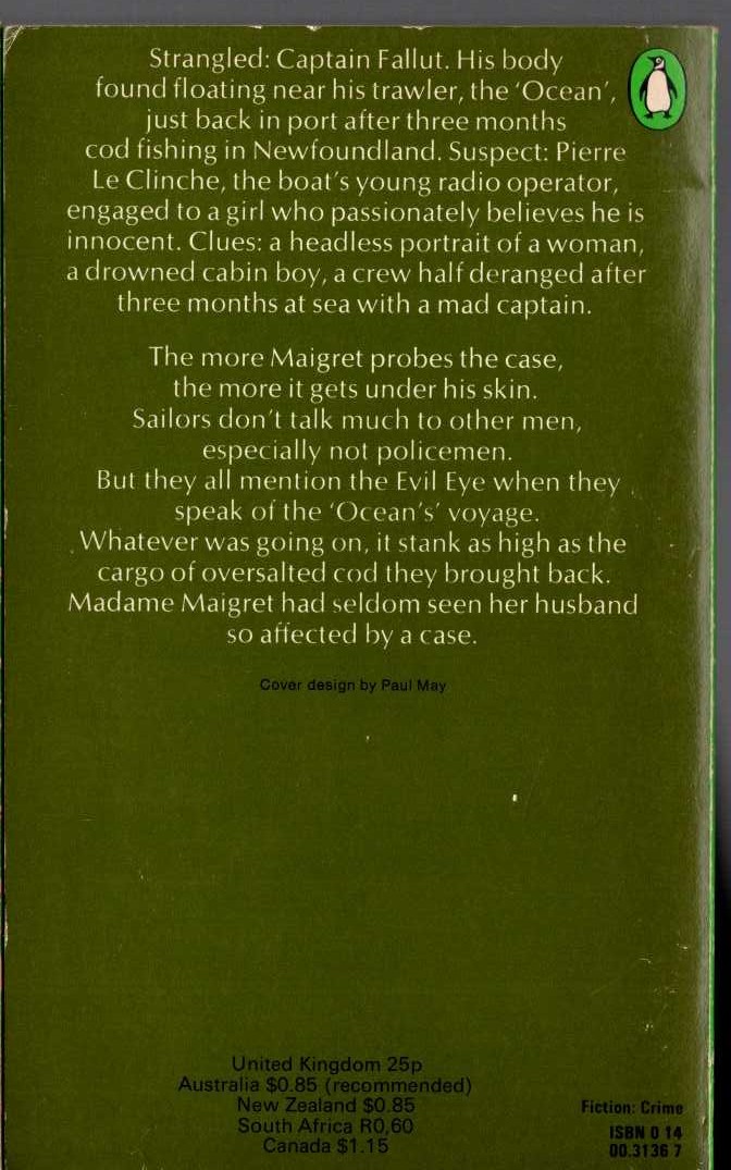 Georges Simenon  THE SAILORS' RENDEZVOUS magnified rear book cover image
