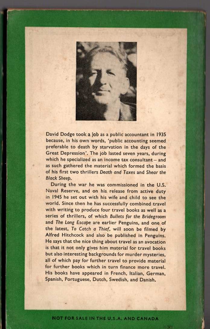 David Dodge  PLUNDER OF THE SUN magnified rear book cover image