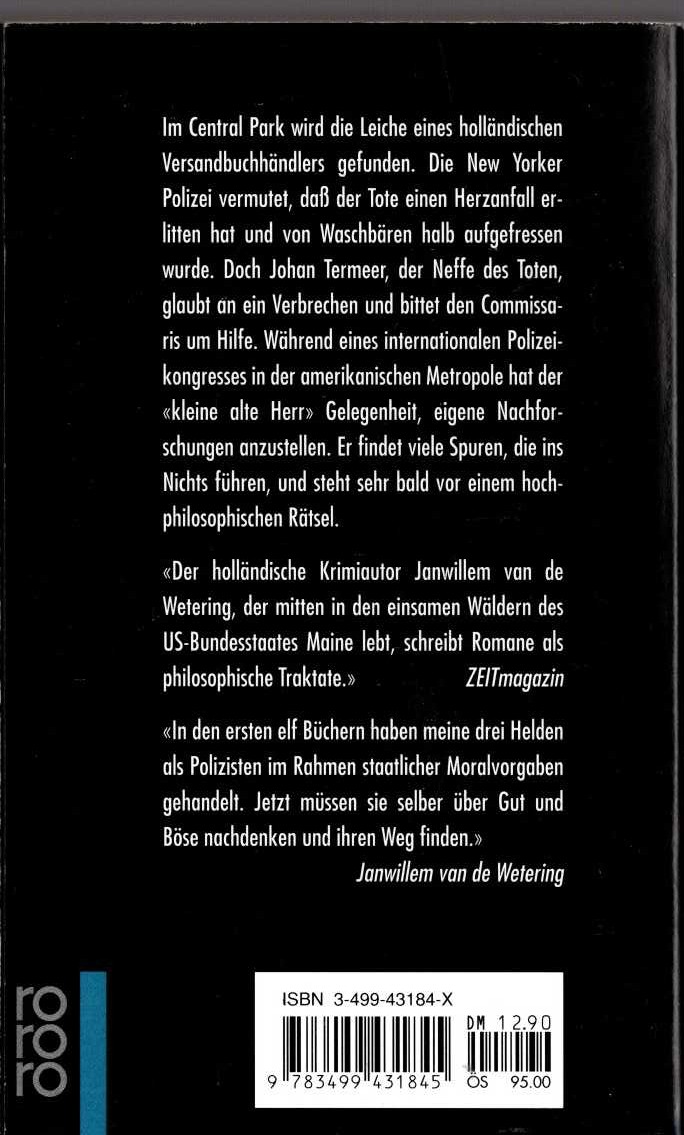 Janwillem van de Wetering  STRABENKRIEGER magnified rear book cover image