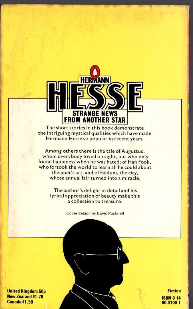 Hermann Hesse  STRANGE NEWS FROM ANOTHER STAR magnified rear book cover image