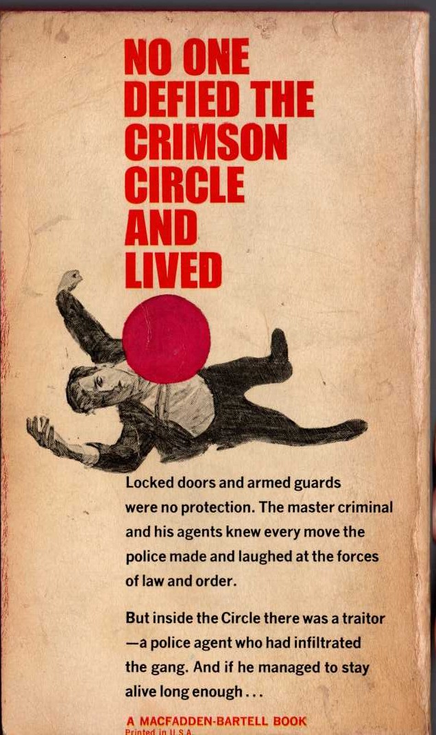 Edgar Wallace  THE CRIMSON CIRCLE magnified rear book cover image
