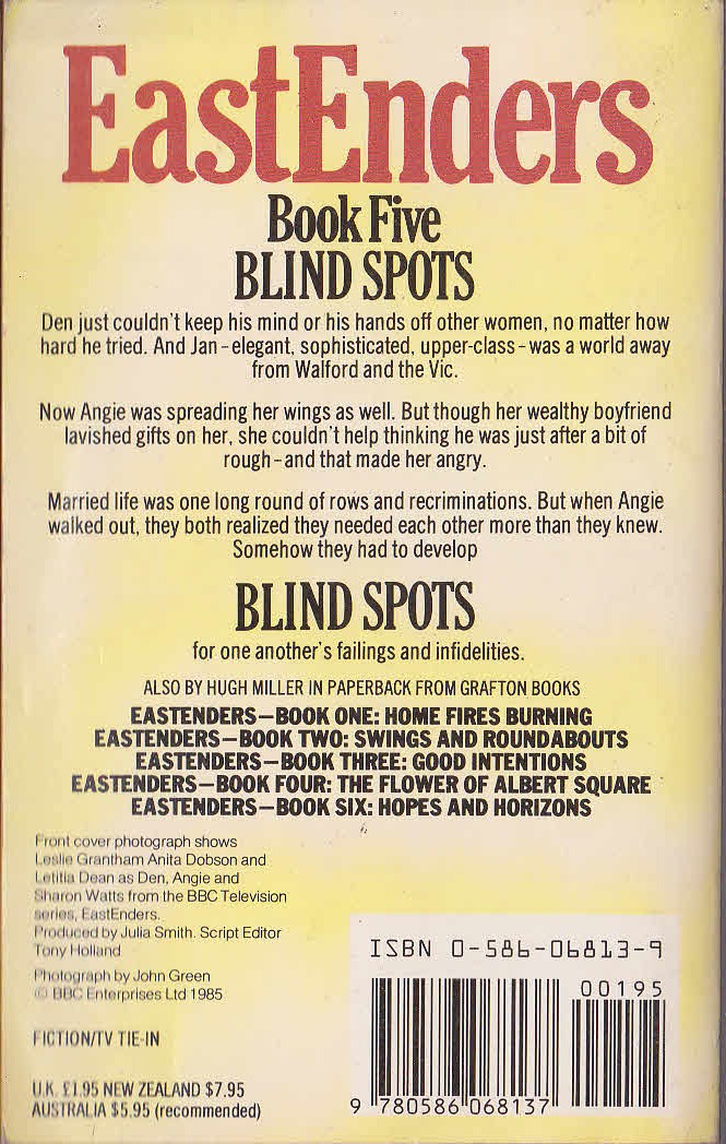 Hugh Miller  EASTENDERS (BBC TV) 5: BLIND SPOTS magnified rear book cover image