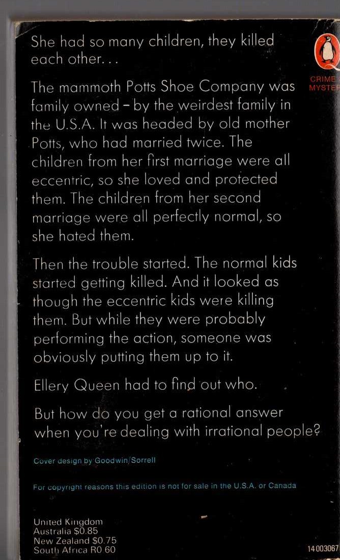 Ellery Queen  THERE WAS AN OLD WOMAN magnified rear book cover image