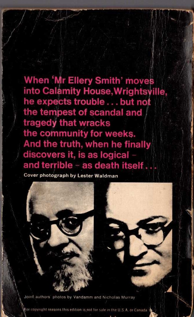 Ellery Queen  CALAMITY TOWN magnified rear book cover image