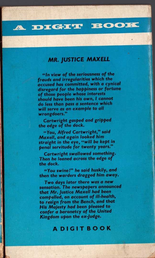 Edgar Wallace  MR. JUSTICE MAXELL magnified rear book cover image