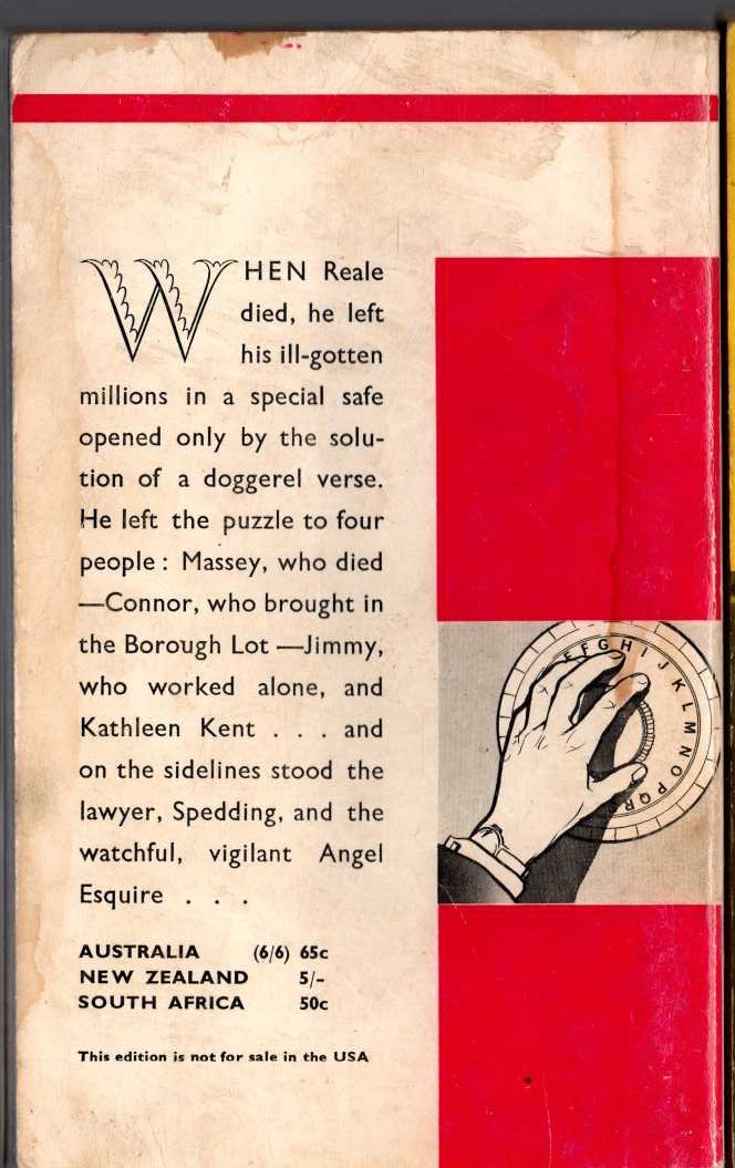 Edgar Wallace  ANGEL ESQUIRE magnified rear book cover image