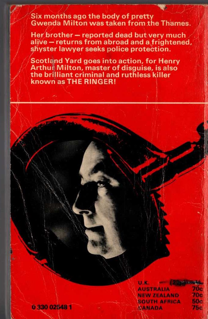Edgar Wallace  THE RINGER magnified rear book cover image