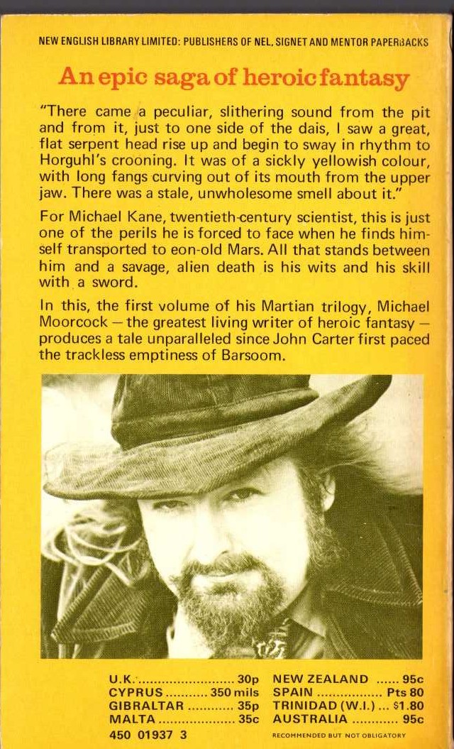Michael Moorcock  CITY OF THE BEAST magnified rear book cover image