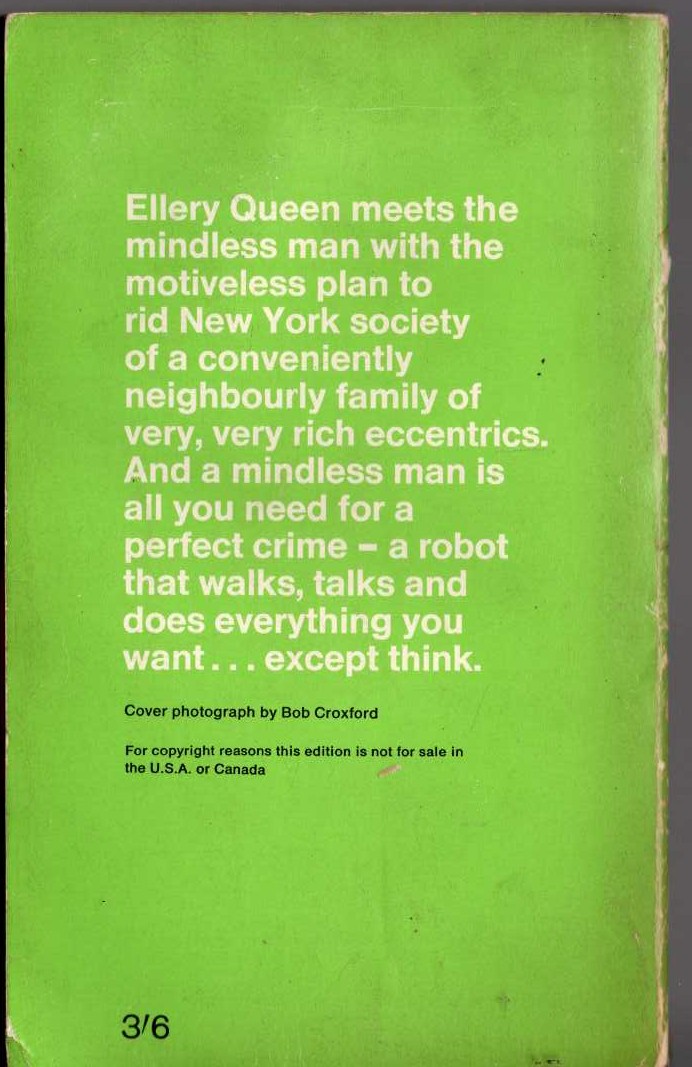 Ellery Queen  THE PLAYER OF THE OTHER SIDE magnified rear book cover image