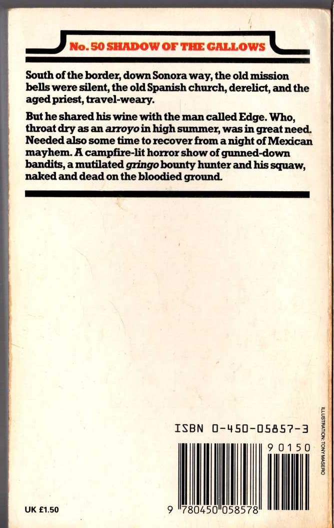 George G. Gilman  EDGE 50: SHADOW OF THE GALLOWS magnified rear book cover image