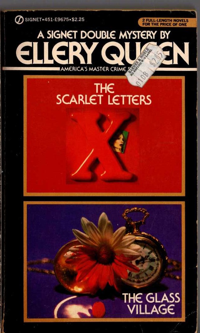 Ellery Queen  THE SCARLET LETTERS and THE GLASS VILLAGE front book cover image