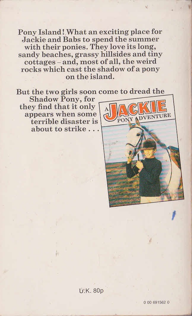 Judith M. Berrisford  JACKIE ON PONY ISLAND magnified rear book cover image