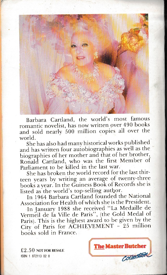 Barbara Cartland  DESIRE IN THE DESERT magnified rear book cover image