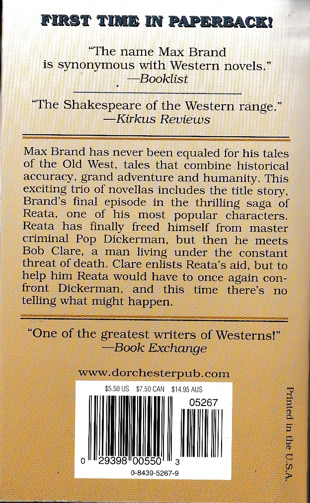 Max Brand  THE PERIL TREK magnified rear book cover image