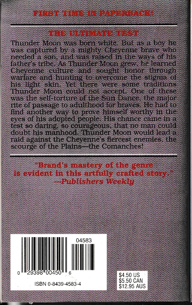 Max Brand  THE LEGEND OF THUNDER MOON magnified rear book cover image