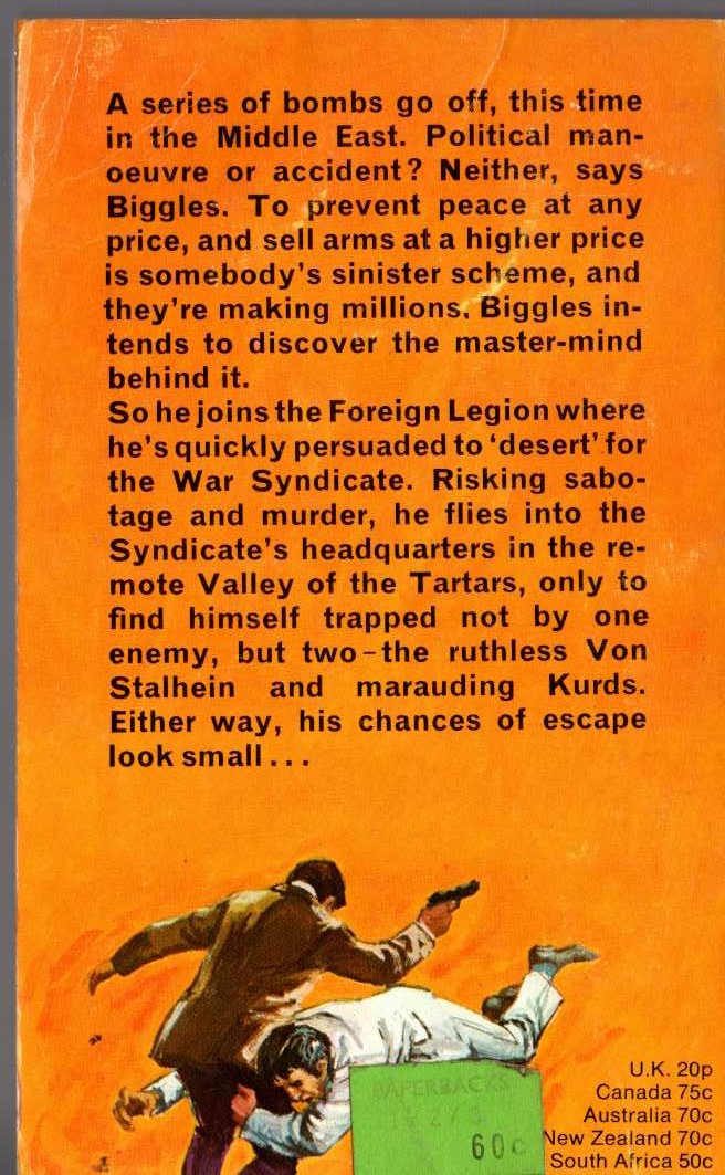Captain W.E. Johns  BIGGLES FOREIGN LEGIONNAIRE magnified rear book cover image