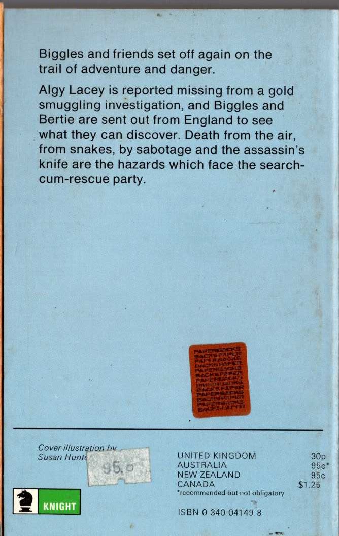 Captain W.E. Johns  BIGGLES IN THE TERAI magnified rear book cover image