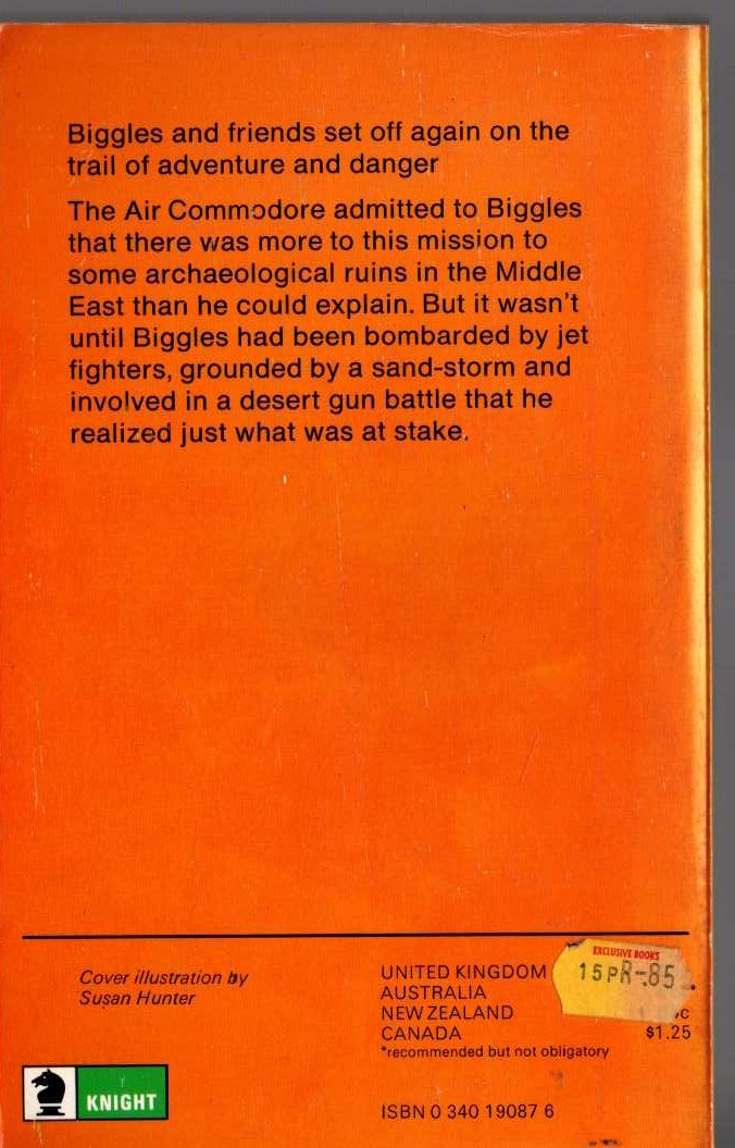 Captain W.E. Johns  BIGGLES' SPECIAL CASE magnified rear book cover image