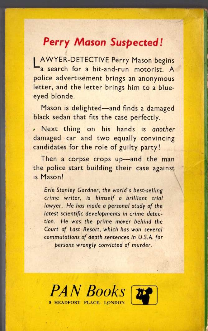 Erle Stanley Gardner  THE CASE OF THE CAUTIOUS COQUETTE magnified rear book cover image